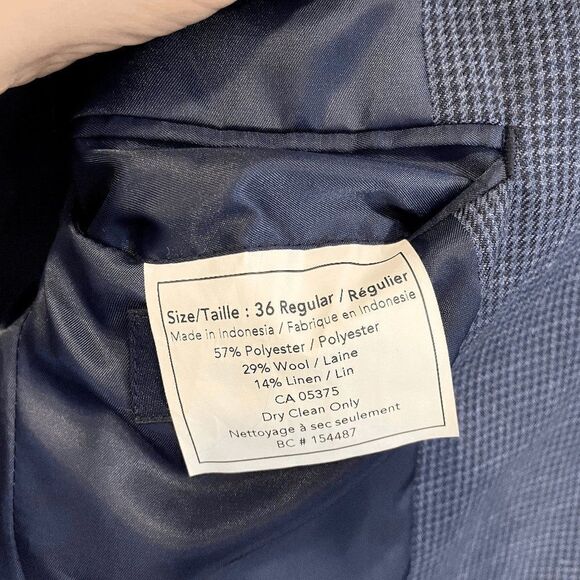 Joseph & Feiss Mens Blue Slim Fit Houndstooth Blazer Sport Jacket 36R Prom - Picture 7 of 8